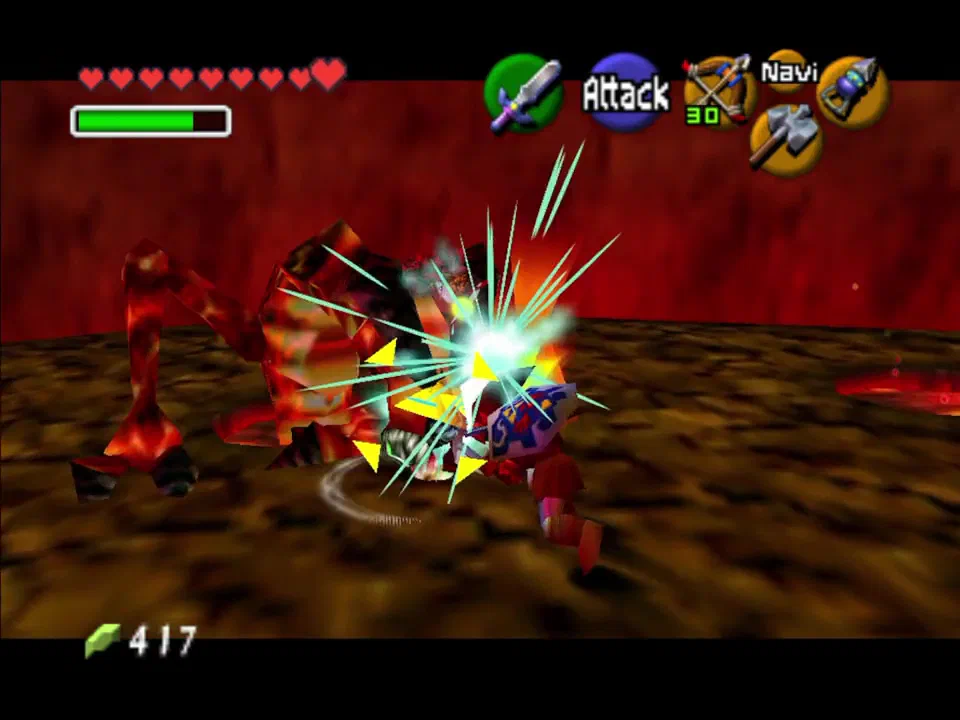 You have to wait until Volvagia pops his head up, then hit it with a hammer and then slice him with your sword