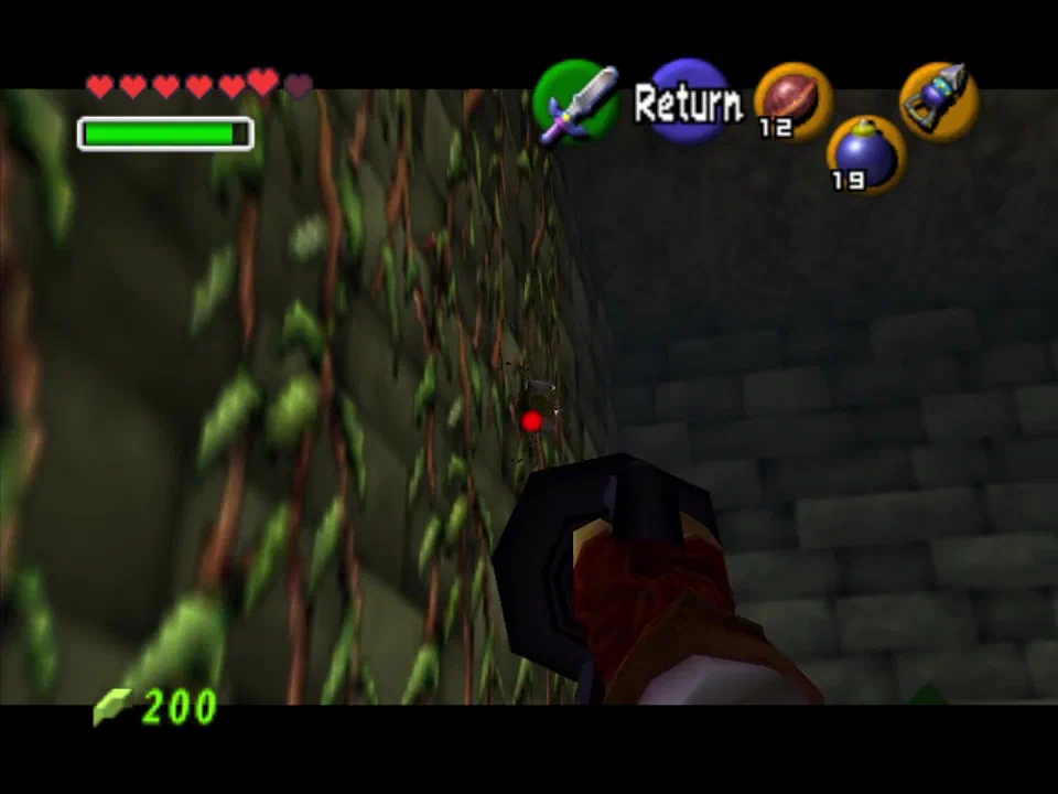Climb the vine on the right and kill a gold skulltula