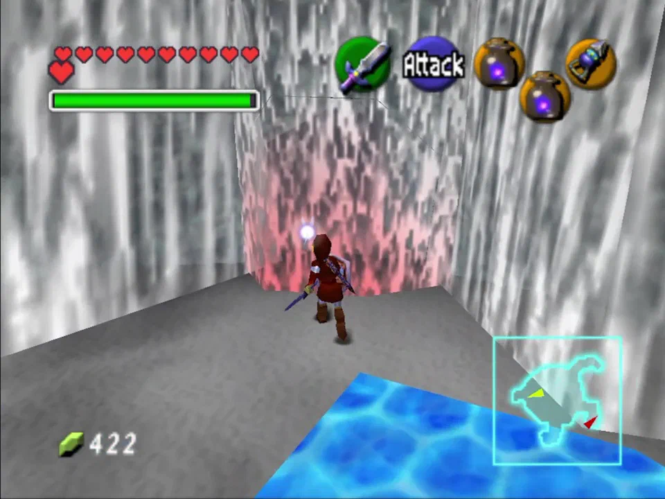 Go to the opposite wall in the big spinning blade room and melt that ice