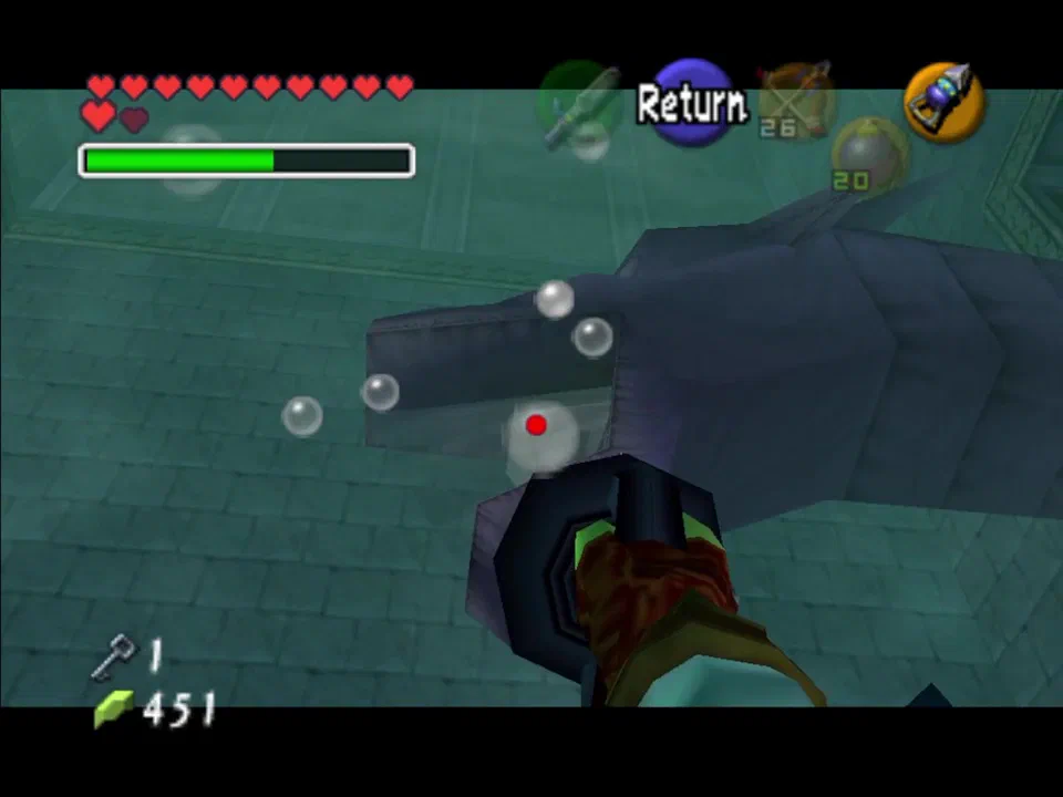 Hit this switch with your hookshot and make it through the gate before it closes